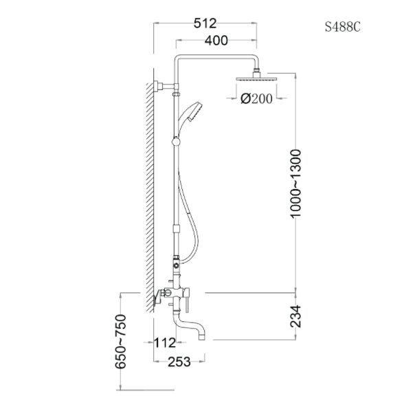 Bộ Vòi Sen Đứng Nóng Lạnh - S488C - Ảnh 2