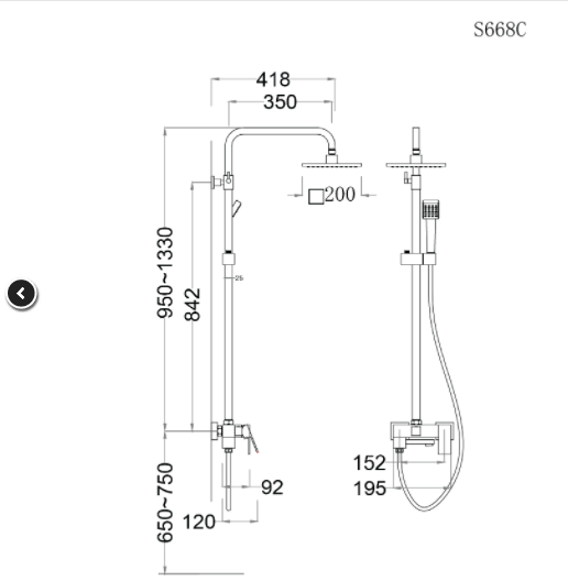 Bộ Vòi Sen Đứng Nóng Lạnh - S668C - Ảnh 2