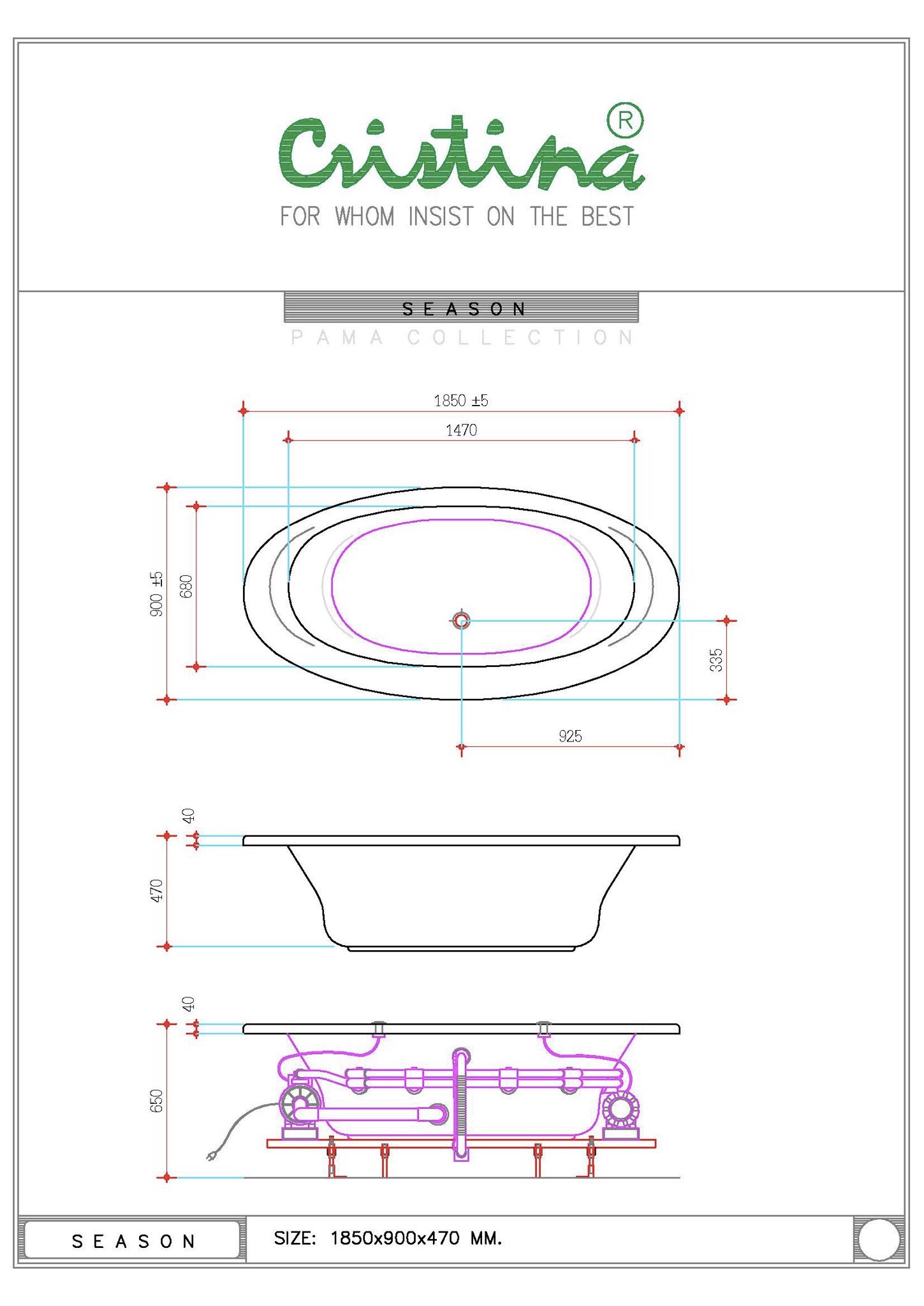 BỒN TẮM ÂM CRISTINA - SEASON - CT-SS 185090 - Ảnh 6