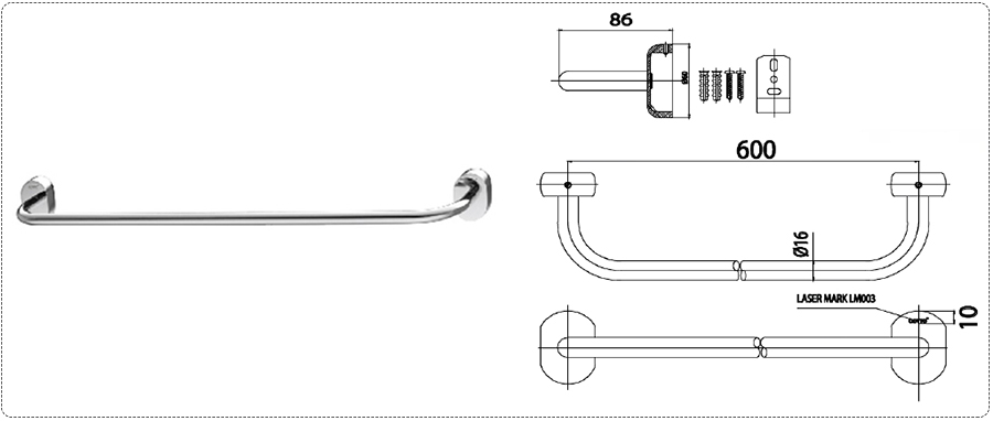 Thanh treo khăn CT0121(HM) - Ảnh 2
