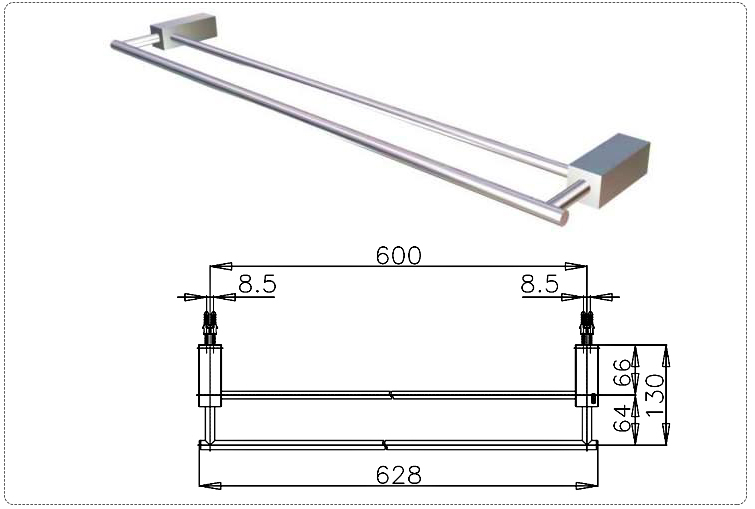 Thanh treo khăn đôi CT882(HM) - Ảnh 2