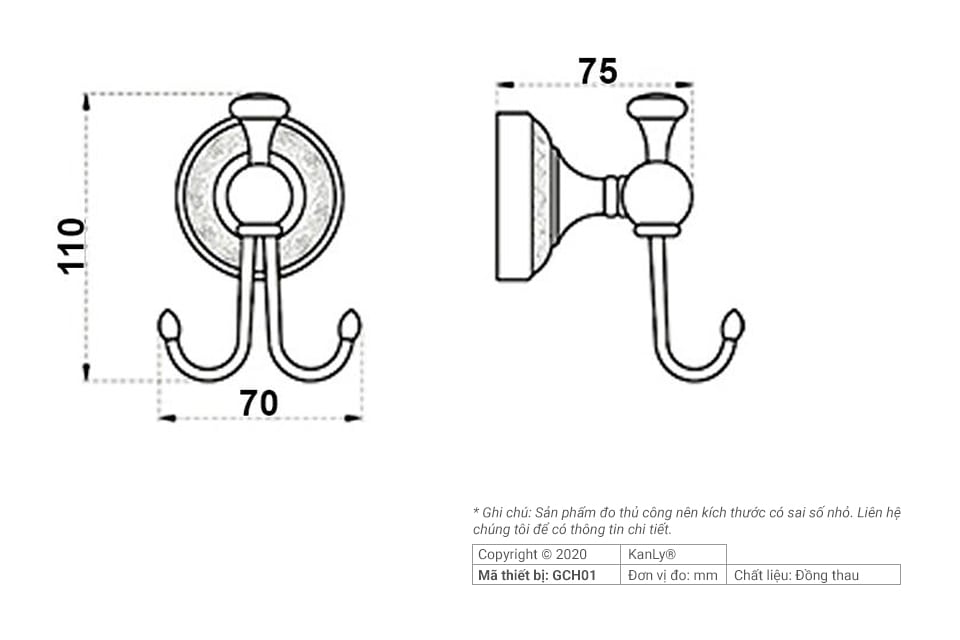 MÓC TREO BẰNG ĐỒNG KANLY - GCH01N/GCH01 - Ảnh 6