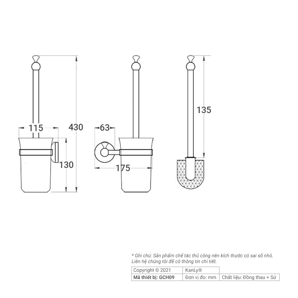 GIÁ ĐỂ CỌ TOLET BẰNG ĐỒNG KANLY - GCH09 - Ảnh 2
