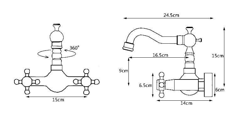 Vòi Lavabo treo tường nóng lạnh bằng đồng KANLY - GCT06 - Ảnh 6