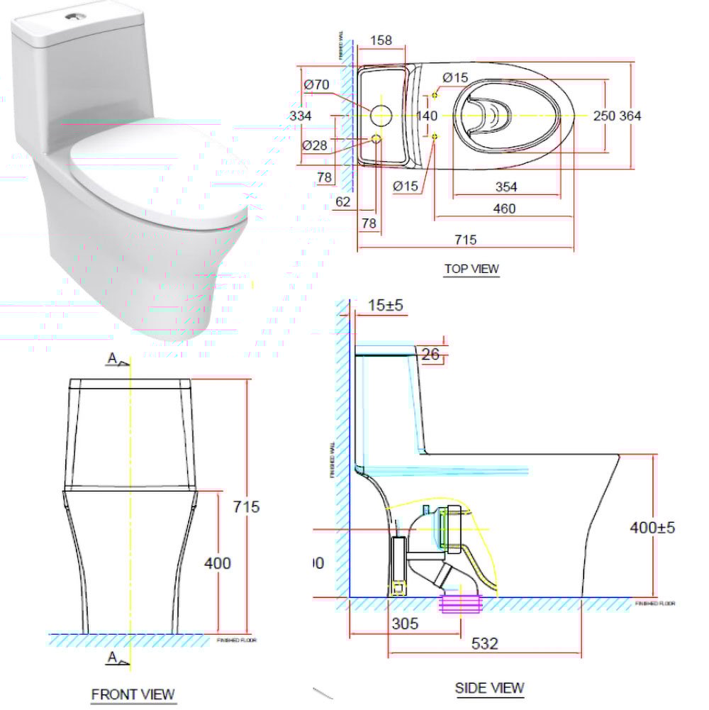 Bồn cầu 1 khối American Standard dòng Flexio - VF-2530 - Ảnh 2