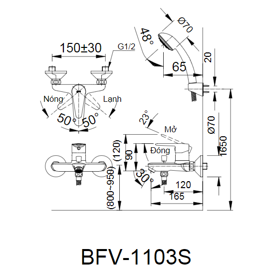 Sen Tắm Nóng Lạnh INAX BFV-1103S - Ảnh 2