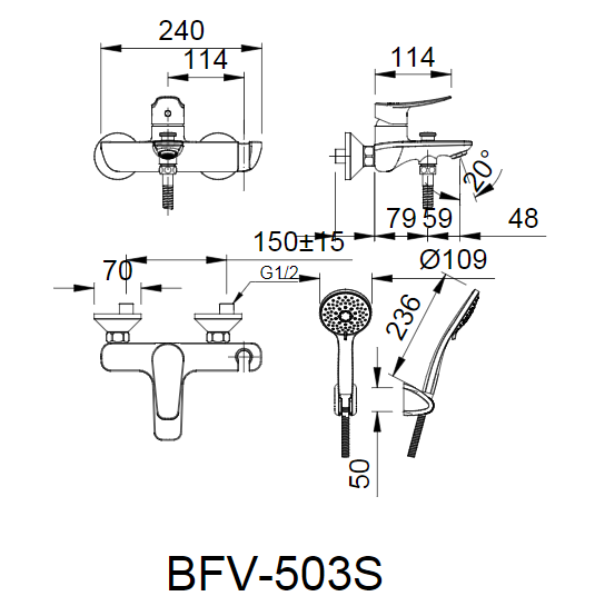 Sen Tắm Nóng Lạnh INAX BFV-503S - Ảnh 2