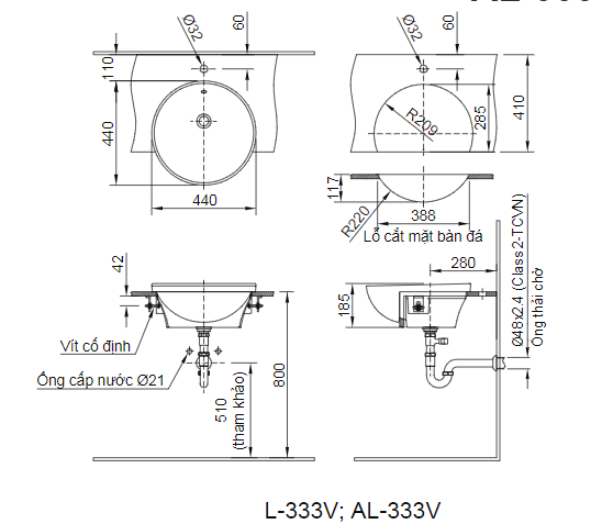 Chậu Rửa Bán Âm Bàn INAX AL-333V - Ảnh 3