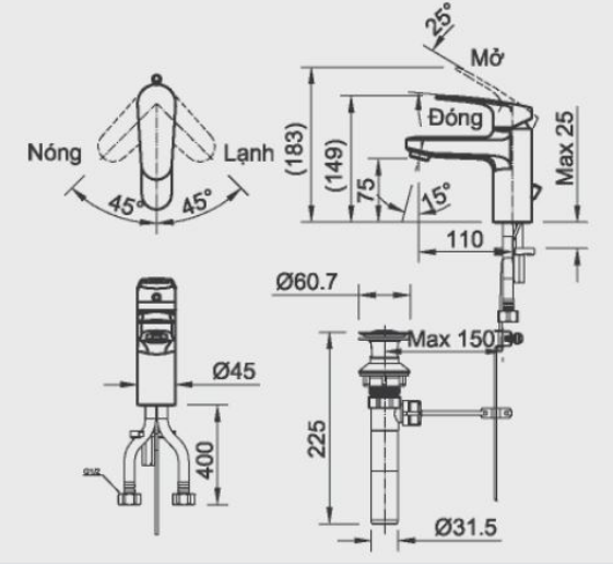 Vòi Lavabo nóng lạnh INAX LFV-2002S - Ảnh 2