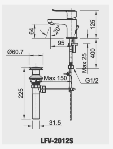 Vòi Lavabo chậu nóng lạnh INAX Series 2000 - Ảnh 2