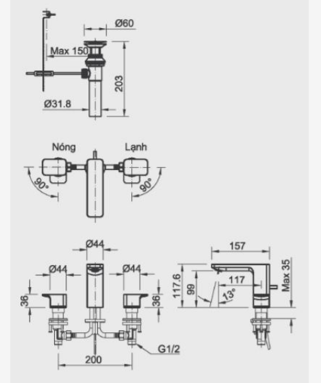 Vòi Lavabo 3 lỗ INAX LFV-5010S - Ảnh 2