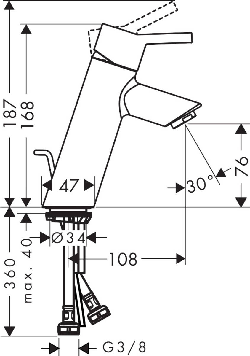 Vòi Lavabo nóng, lạnh Talis HANSGROHE - MS 32040000 - Ảnh 2
