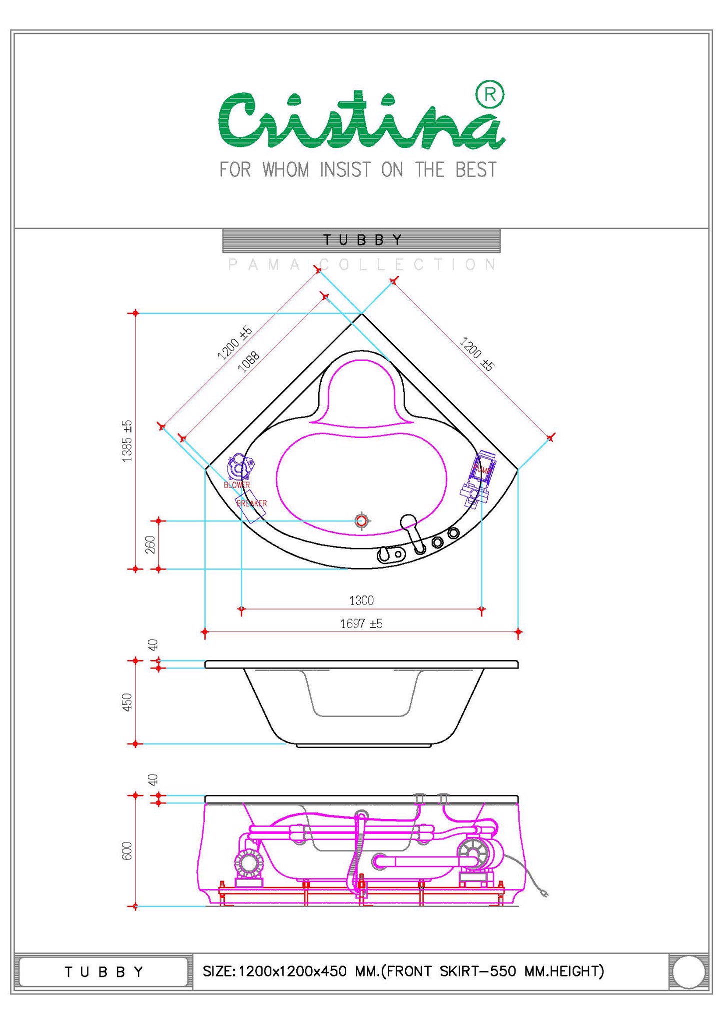 BỒN TẮM CRISTINA - TUBBY - CT- 9031 - Ảnh 2