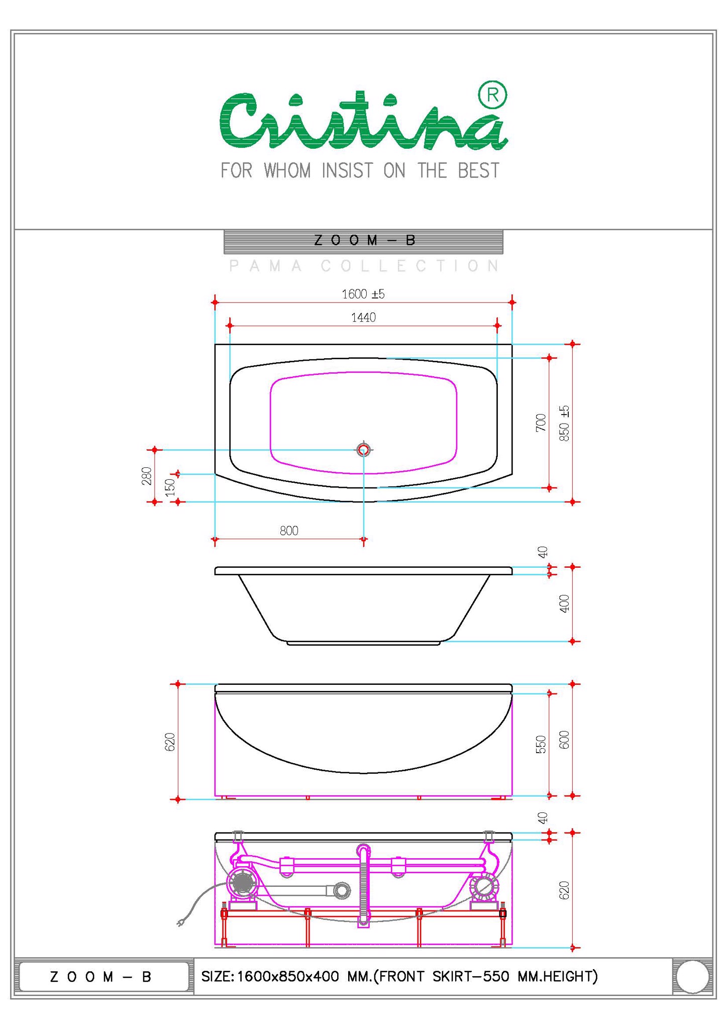BỒN TẮM ÂM CRISTINA - ZOOM B - CT-ZO-B 170085 - Ảnh 2