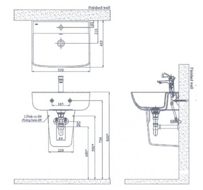 LAVABO TREO TƯỜNG INAX - L-312V(EC/FC) - Ảnh 2