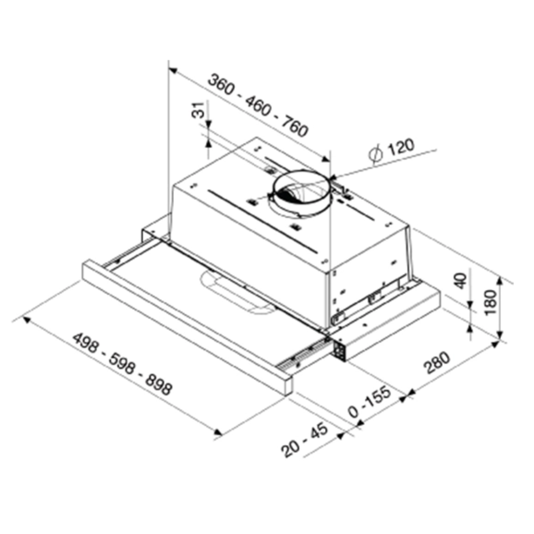 MÁY HÚT MÙI BRANDT ÂM TỦ AT1346X - Ảnh 2