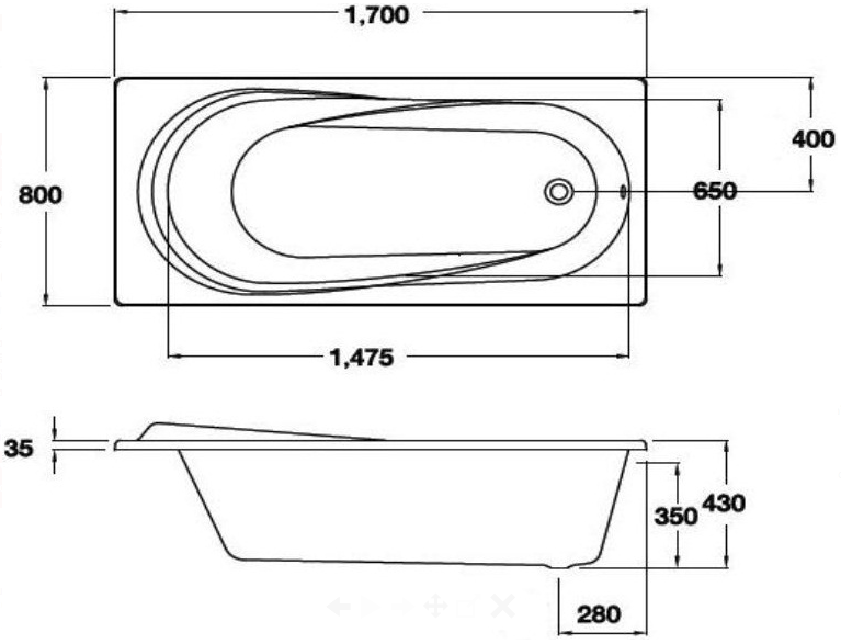 BỒN TẮM COTTO - MÀU TRẮNG - BH1052PP(H) WH - Ảnh 2