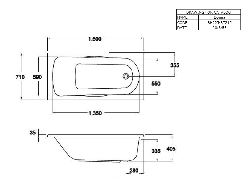 BỒN TẮM COTTO - MÀU TRẮNG - BH225D(H) WH - Ảnh 2
