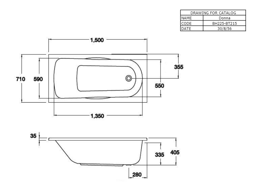 BỒN TẮM COTTO - MÀU TRẮNG - BH225PP(H) WH - Ảnh 2