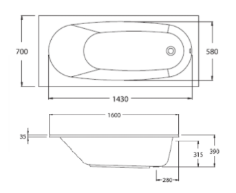 BỒN TẮM COTTO - MÀU TRẮNG - BH226D(H) WH - Ảnh 2