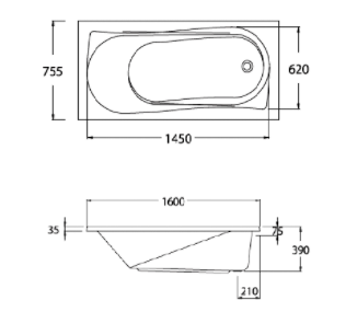 BỒN TẮM COTTO - MÀU TRẮNG - BH242PP(H) WH - Ảnh 2