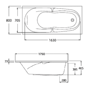 BỒN TẮM COTTO - MÀU TRẮNG - BT212PP(H) WH - Ảnh 2