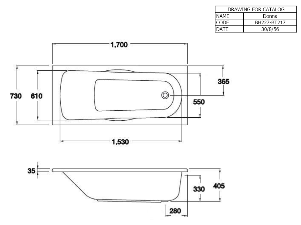 BỒN TẮM COTTO - MÀU TRẮNG - BT217PP(H) WH - Ảnh 2