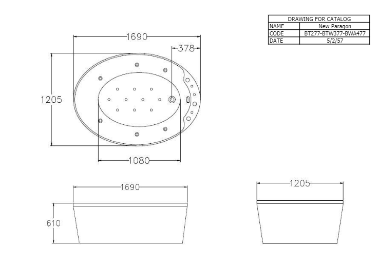 BỒN TẮM COTTO - MÀU TRẮNG - BT277PP(H) WH - Ảnh 2