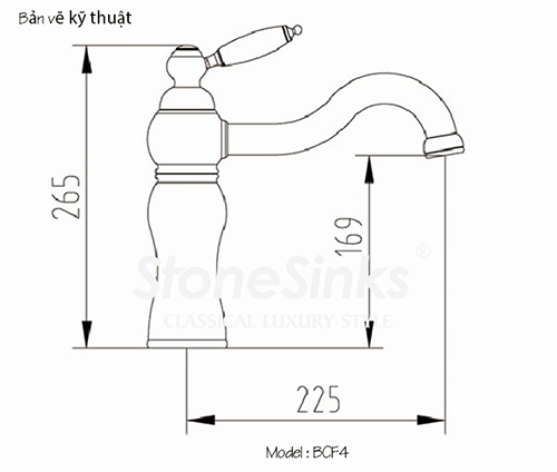 Vòi Lavabo rửa bằng đồng đệm đá BCF2/G - Ảnh 5