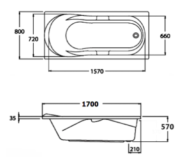 BỒN TẮM COTTO - MÀU TRẮNG - BWA421PP(H) WH - Ảnh 2