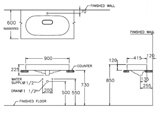CHẬU RỬA MẶT COTTO - MÀU TRẮNG - C002517 - Ảnh 2