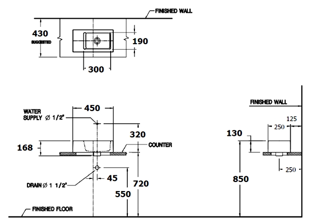 Chậu rửa lavabo COTTO C0031 (đặt bàn) - Ảnh 2