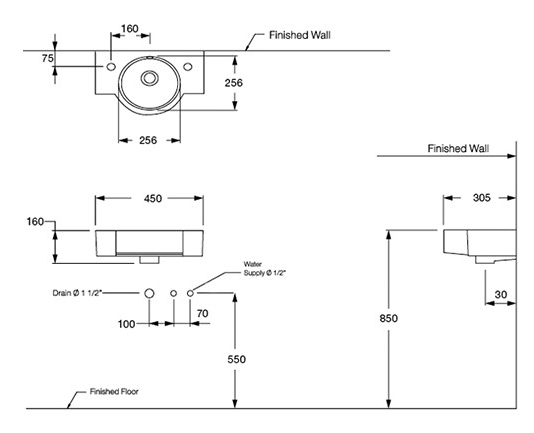 CHẬU RỬA MẶT COTTO - MÀU TRẮNG - C00547 - Ảnh 2