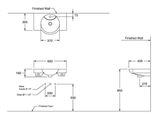 CHẬU RỬA MẶT COTTO - MÀU TRẮNG - C0055 - Ảnh 2