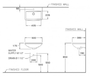 CHẬU RỬA MẶT COTTO - MÀU TRẮNG - C00580 - Ảnh 2