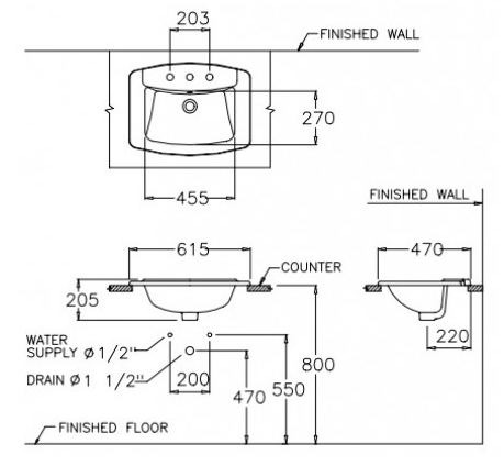 CHẬU RỬA LAVABO COTTO DƯƠNG VÀNH DÒNG VICTOR C0110 - Ảnh 2