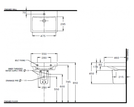 CHẬU RỬA MẶT COTTO - MÀU TRẮNG - C0156/C420 - Ảnh 2