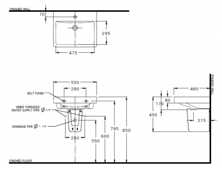 CHẬU RỬA MẶT COTTO - MÀU TRẮNG - C0156 - Ảnh 2