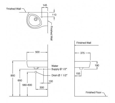 CHẬU RỬA MẶT COTTO - MÀU TRẮNG - C02797 - Ảnh 2