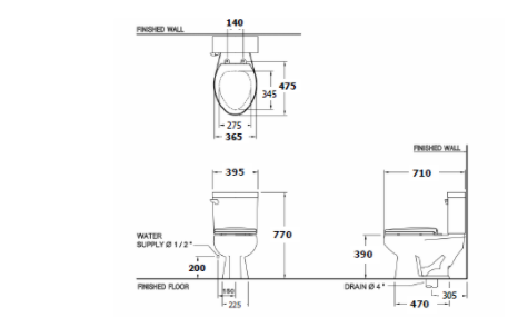 Bồn cầu hai khối, màu trắng - C1392 - Ảnh 2