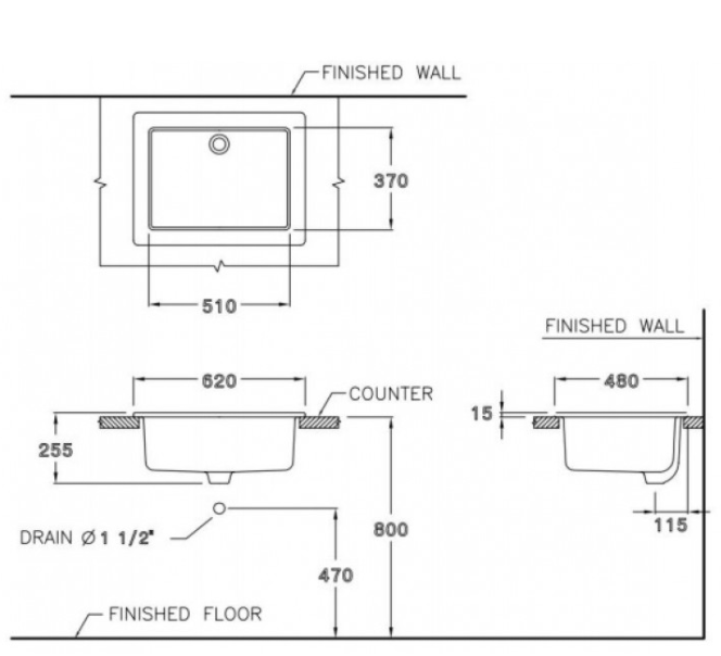 CHẬU RỬA MẶT COTTO - MÀU TRẮNG - C5241(24") - Ảnh 2