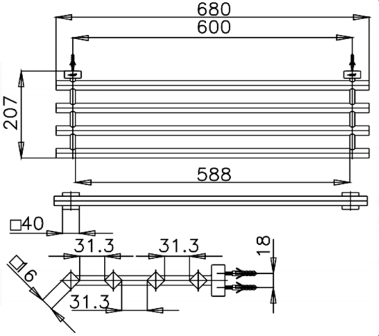 KỆ TREO KHĂN 68 cm COTTO - CT0048(HM) - Ảnh 2
