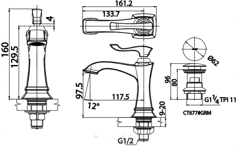 Vòi Lavabo COTTO - CT1202A#GRM - Ảnh 2