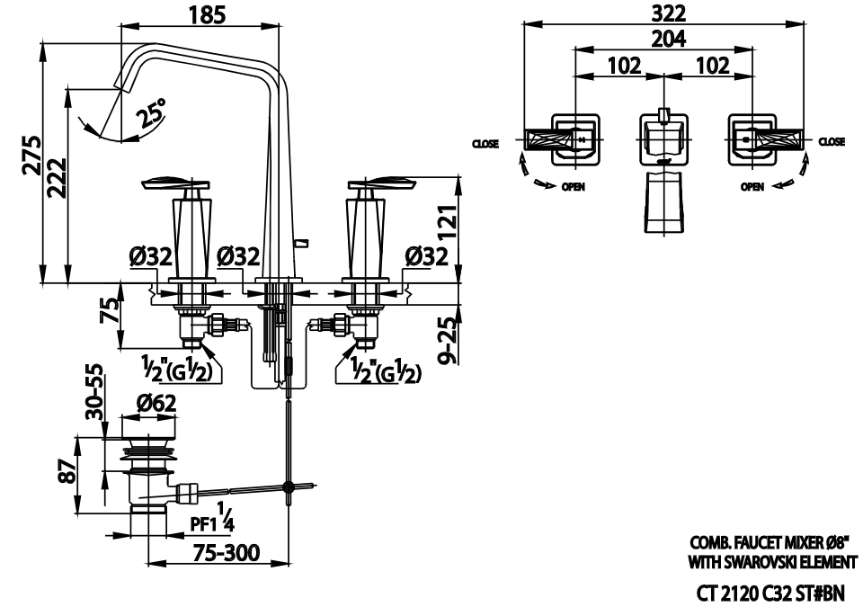 Vòi Lavabo COTTO - CT2120C31ST#BN - Ảnh 2