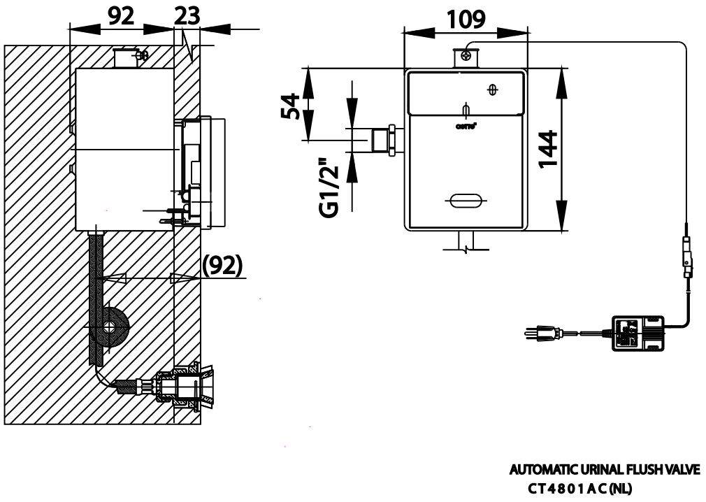 Van xả tiểu nam cảm ứng âm tường COTTO - CT4801AC(NL) - Ảnh 2