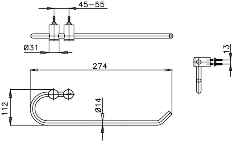 Thanh treo khăn 28CM COTTO - CT741(HM) - Ảnh 2