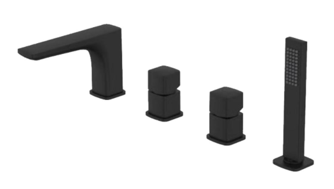 VÒI XẢ BỒN DIVINI 4 MÓN MÀU ĐEN NHÁM DVQ-88101