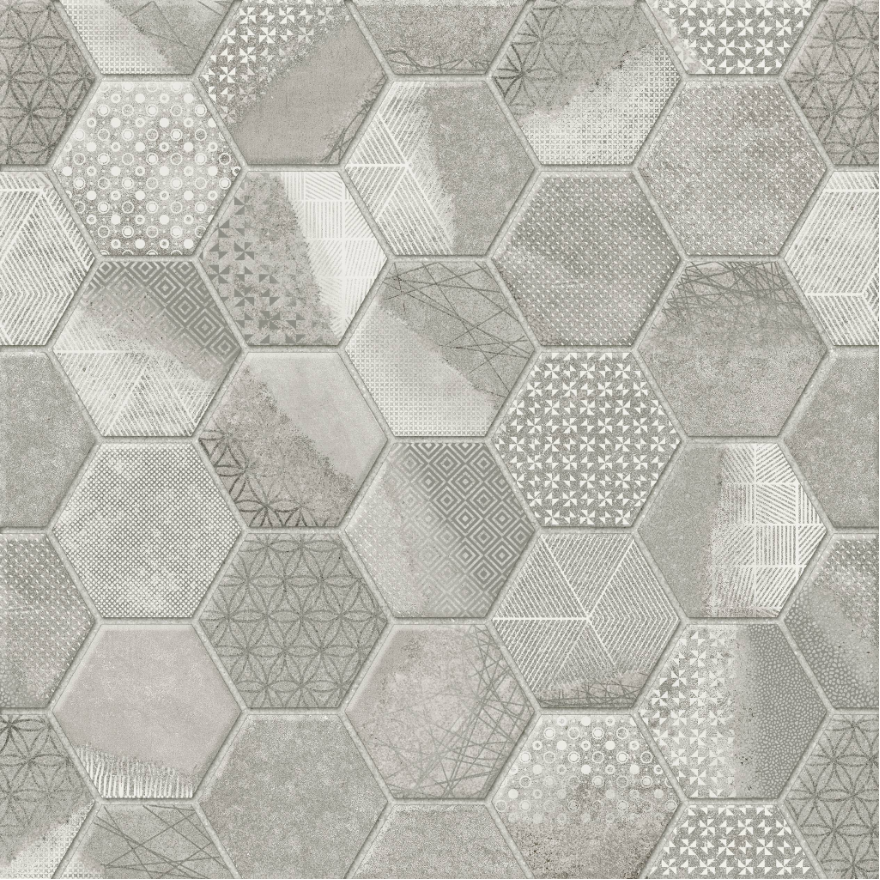 GẠCH CHÂU Á ỐP LÁT ESAGONO GREY 40×40 CM