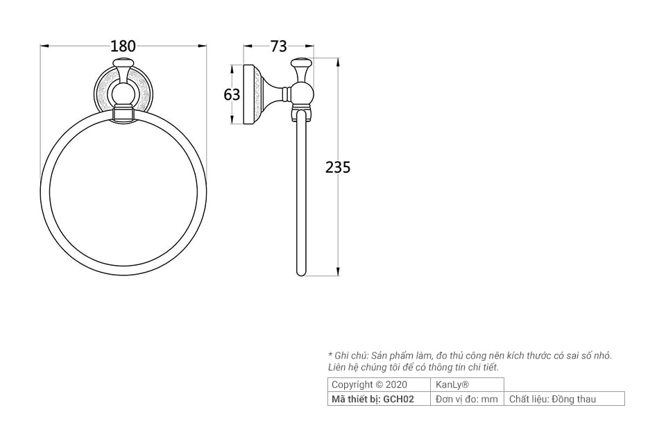 VÒNG TREO KHĂN BẰNG ĐỒNG KANLY - GCH02 - Ảnh 8