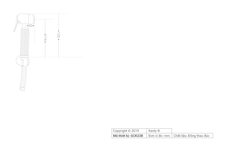 VÒI XỊT VỆ SINH BẰNG ĐỒNG KANLY GCK22B - Ảnh 3